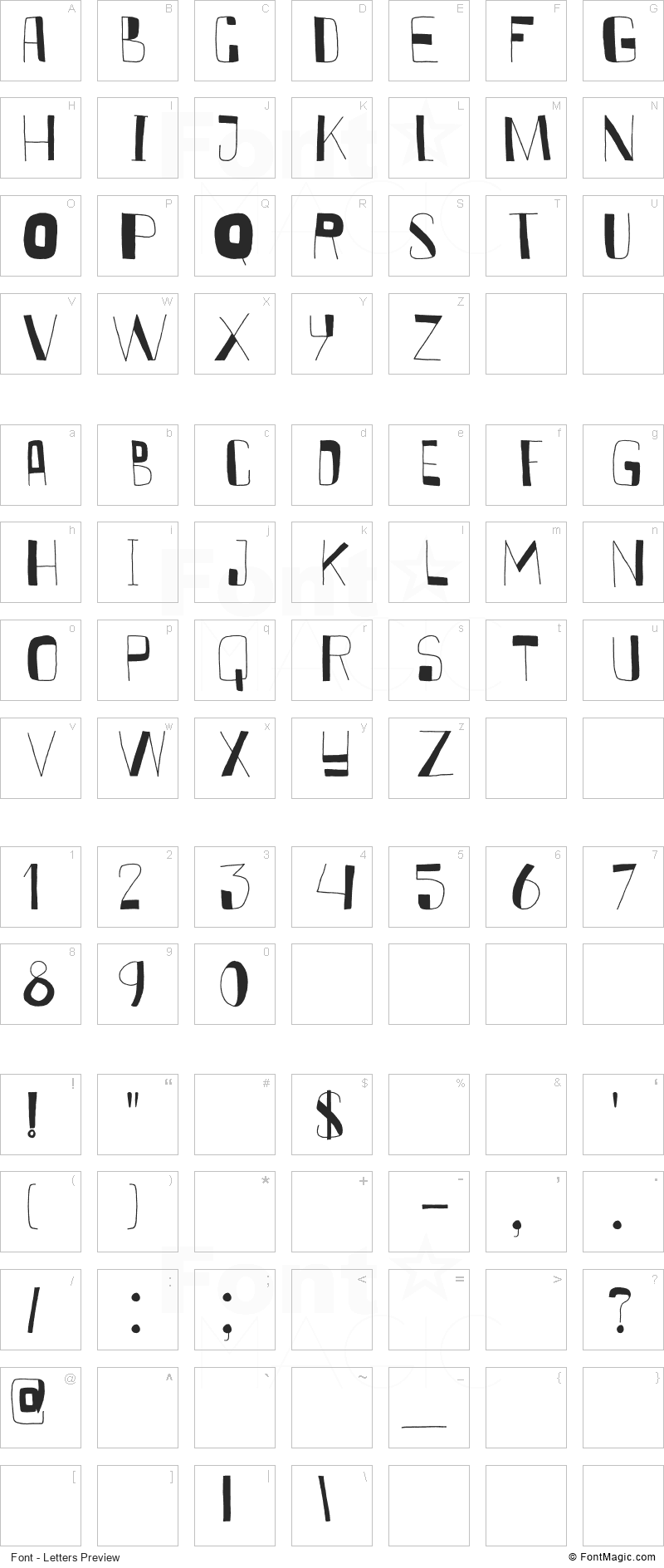 DK Kurkuma Font - All Latters Preview Chart